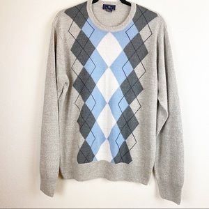 Dockers Argyle Soft Sweater Blue Gray Size L